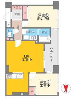 【間取り】 | パレシェール武庫之荘 | ゆったりとした２LDKの間取りです♪お二人様におすすめです！！
