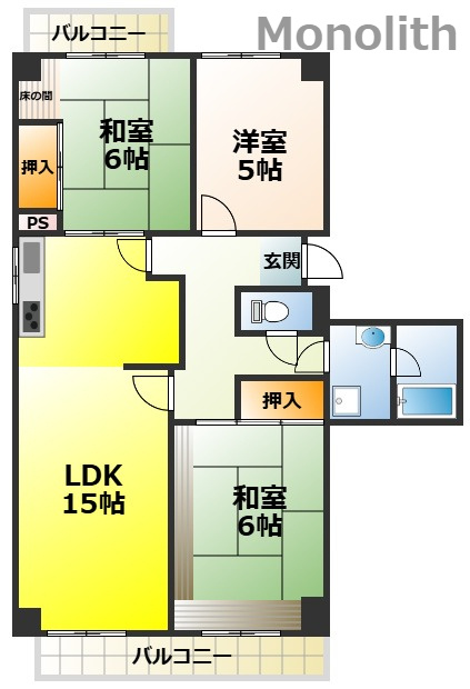 光明池駅前5号棟の間取り