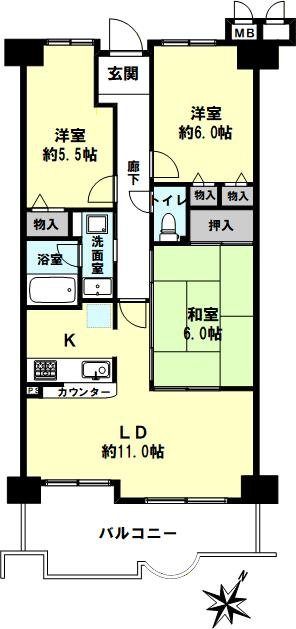 サンシティ朝霧の間取り