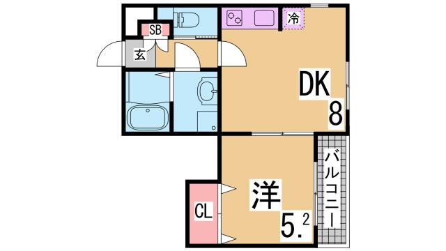 神戸市須磨区板宿町１丁目のアパートの間取り