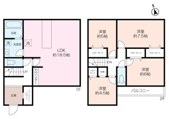 3区画の建物参考プラン（4LDK＋SIC）！
子供の成長を感じられる間取りです。