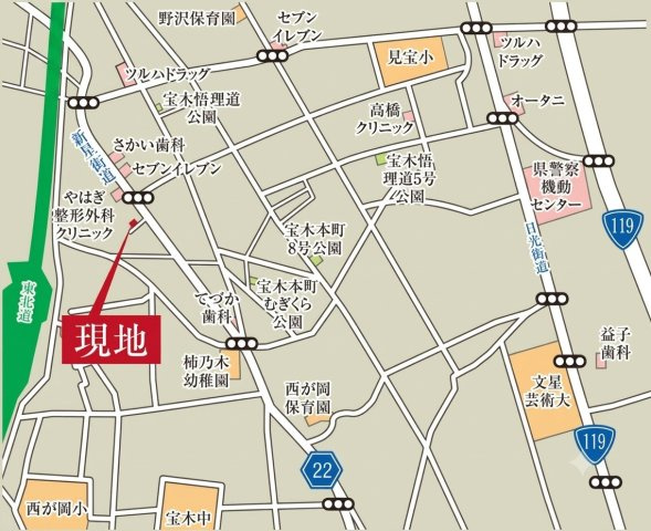 グラファーレ宇都宮市宝木本町4期の地図|カーナビ入力：宇都宮市宝木本町1139-22