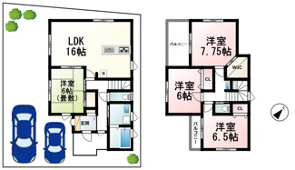 【間取り】 | 雄琴６丁目　分譲2区画2号棟