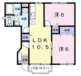 【間取り】 | シャトーボヌールＳＵＺＵ　Ａ