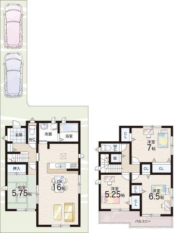 堺市西区浜寺諏訪森町西　第4期　新築一戸建ての間取り|2号地