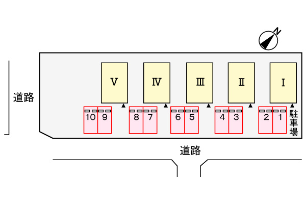 メゾンヨシマツⅤの区画図|駐車場