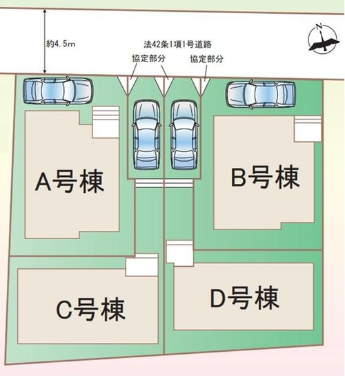 【横浜市泉区中田東2丁目21-14全4棟新築戸建て】★仲介手数料無料★（東中田中学校・中田中学校）の区画図