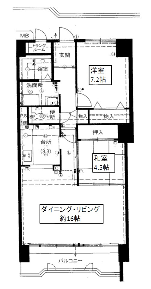 藤和東加古川ハイタウンC棟　3階の間取り|2LDKです。