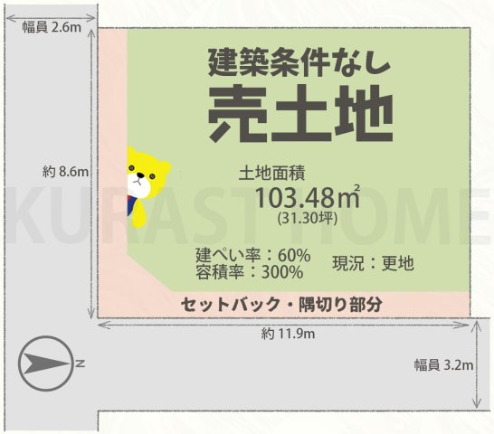 京都市南区吉祥院西ノ庄東屋敷町　建築条件なし土地