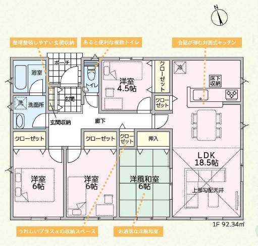 新築　太田市南ヶ丘町第2　1号棟　Cradle Gardenの間取り|4LDK　建物約27坪　嬉しいインナーバルコニー！ウォークインクローゼットも2か所と収納たっぷり！