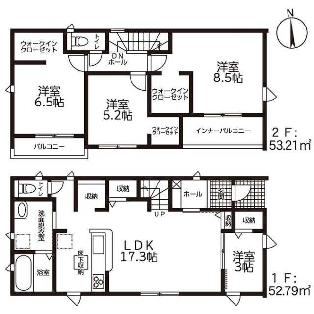 新築戸建て・仲介手数料無料）津島市柳原町二丁目　１号棟の間取り| 