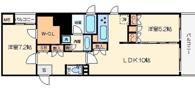 リーガル南船場Ⅱ　南小学校区の間取り|リーガル南船場Ⅱ　開放感ある間取り