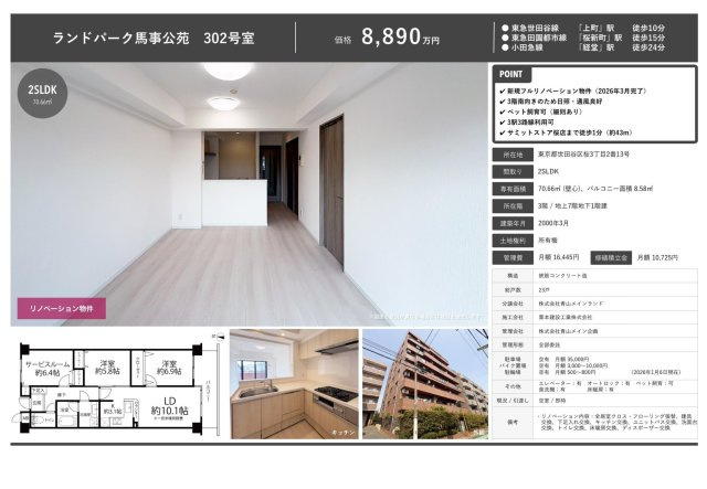 【その他】 | ランドパーク馬事公苑　仲介手数料無料＋40万円現金プレゼント中