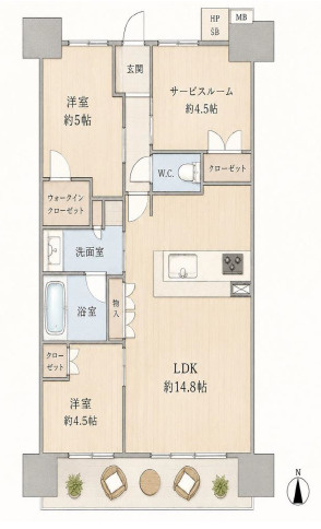 シエリア姫路城東　11階の間取り|3LDK＋WICです
