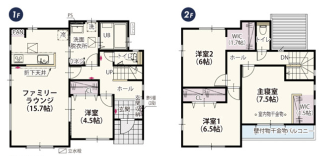 【間取り】 | 東松山市松山町第1期ワイウッドコート　新築戸建　全5棟　2号棟