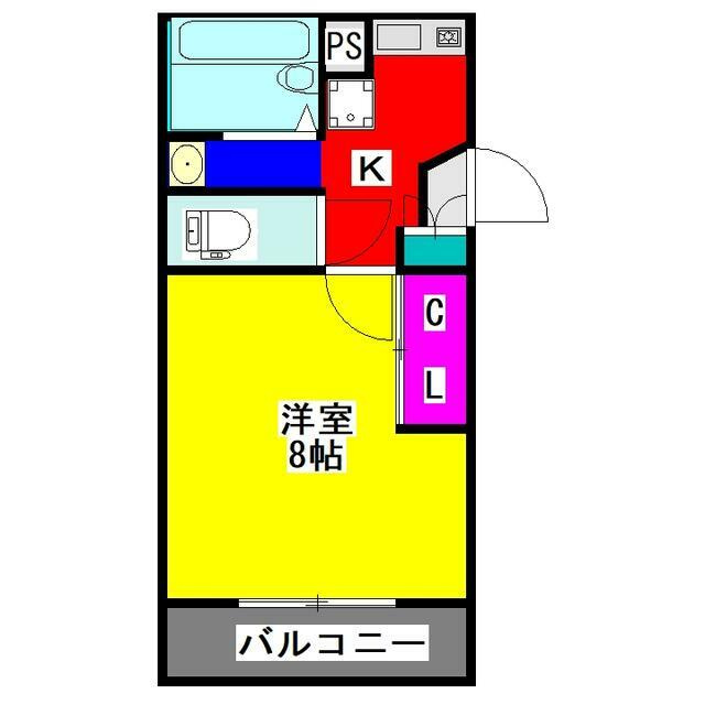 熊本市中央区国府３丁目の賃貸マンションの間取り