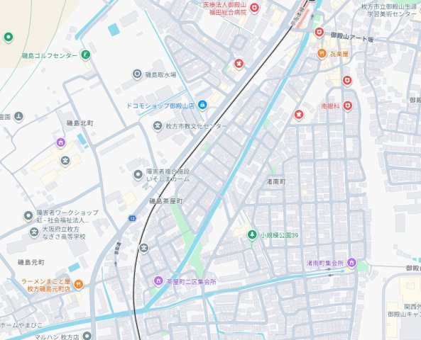■枚方市磯島茶屋町　新築一戸建ての地図