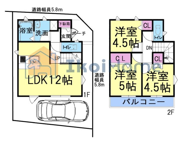 明石市二見町西二見　新築戸建の間取り|【ホームページに現地動画掲載中】●年中無休：当日予約可●建物コンパクトですが角地で陽当り良好！