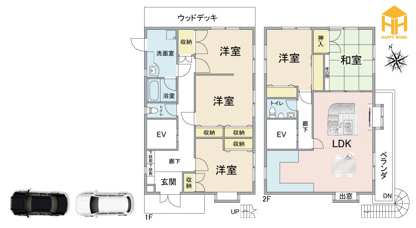 西宮市神園町中古一戸建て│4LDK+駐車2台可の間取り|※現況と図面が異なる場合現況を優先いたします。