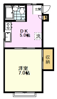 【間取り】 | コーポＤＳ | コーポＤＳ、205号室、１ＤＫ