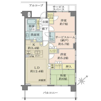  | LDから和室・約5.2帖洋室・納… 