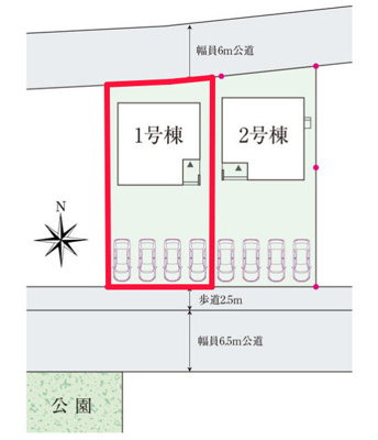 【区画図】 | Ｓｍａｒｔ Ｏｎｅ ＣＩＴＹ 福島市岡部 １号棟 | 駐車スペース4台可