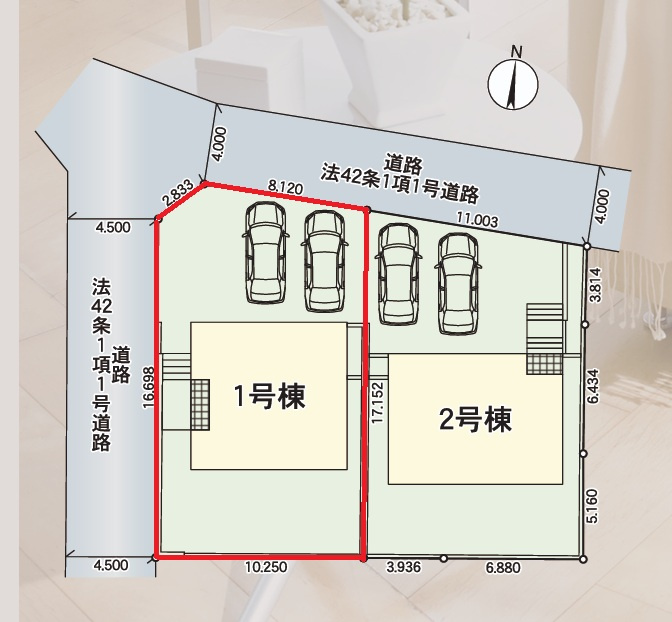 Cradlegarden　 水戸市酒門町　第18　1の前面道路含む現地写真|開放的な角地、並列駐車可能です。気になる他の物件と合わせての現地ご案内も可能です。HPから、またお電話でも、お気軽にお問い合わせください。

