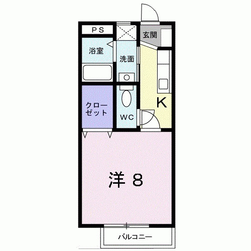熊本市西区花園１丁目のアパートの間取り