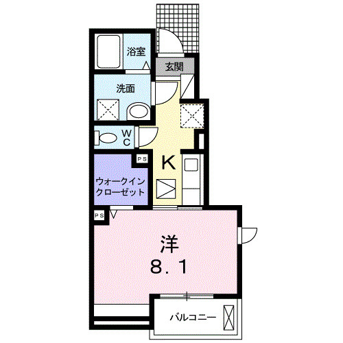 熊本市西区島崎６丁目のアパートの間取り