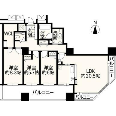 熊本市中央区大江５丁目の賃貸マンションの間取り