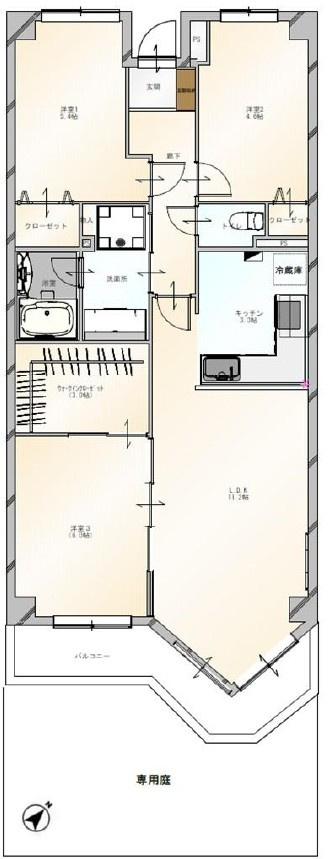バームハイツ西葛西（1階部分）／仲介手数料無料／内装新規フルリノベーションの間取り
