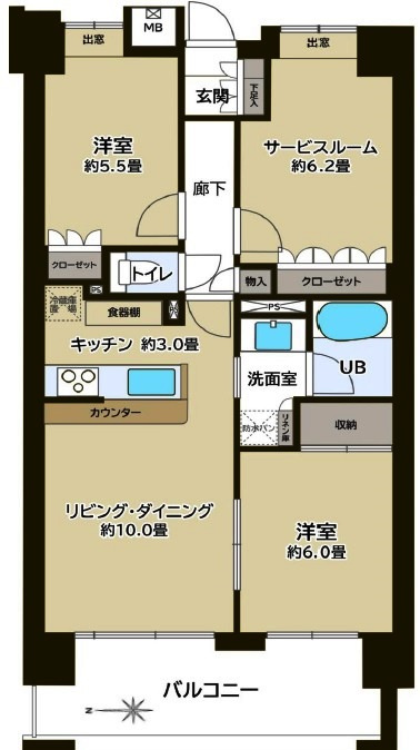 鶴ヶ島市藤金　中古マンション　「若葉駅」徒歩5分　【藤小学区】の間取り