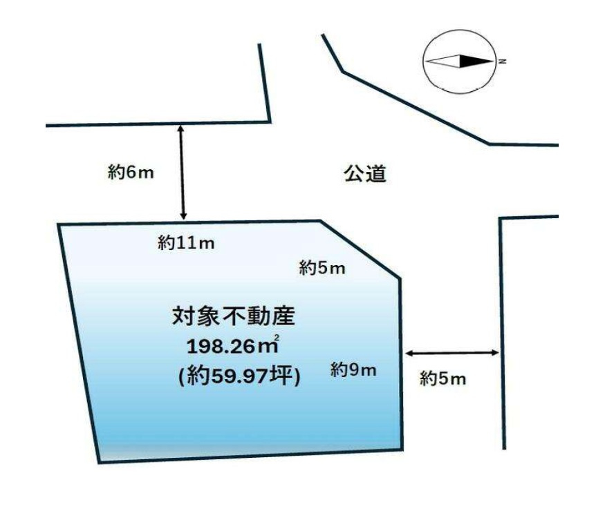 加古川市西神吉町岸（全２区画）土地1号地の土地図|1号地　敷地約60坪です。