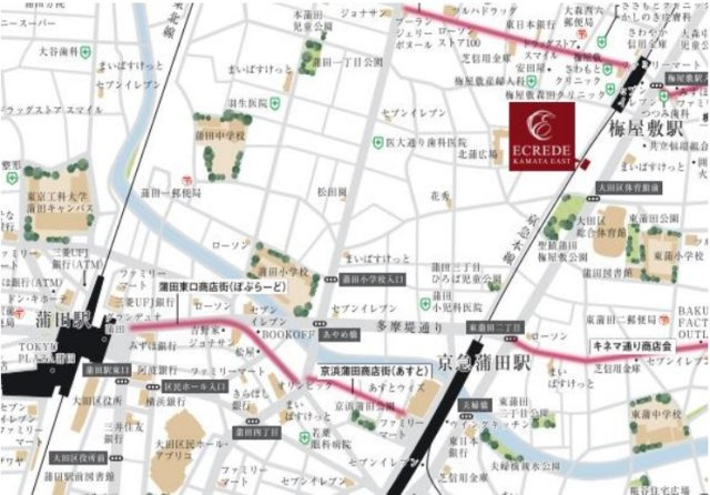 ECREDE蒲田EASTの地図