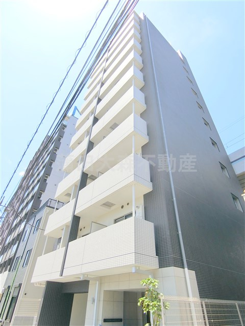 ECREDE蒲田EASTの外観|2021年5月築　RC鉄筋コンクリート造地上11階建て1K～2LDK総戸数29戸
東京都大田区蒲田2丁目　京浜急行本線梅屋敷駅近最寄り徒歩4分、京急蒲田駅徒歩9分
