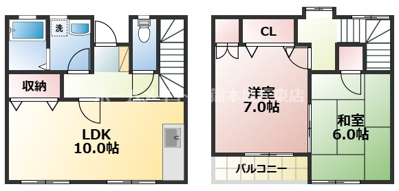 熊本市中央区出水７丁目のアパートの間取り