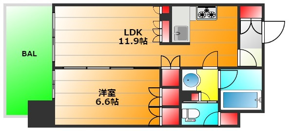 リーガル南堀江の間取り|現状有姿