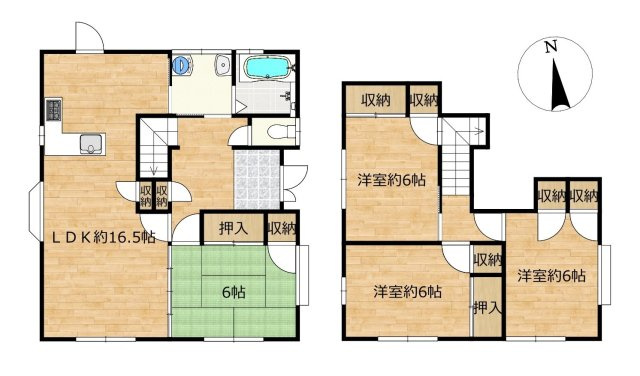 中古戸建　郡山市富田町字音路　富田東小・富田中の間取り|【現況間取図】4LDK
