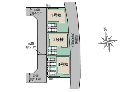【区画図】 | 平塚市入野　全３棟　新築住宅