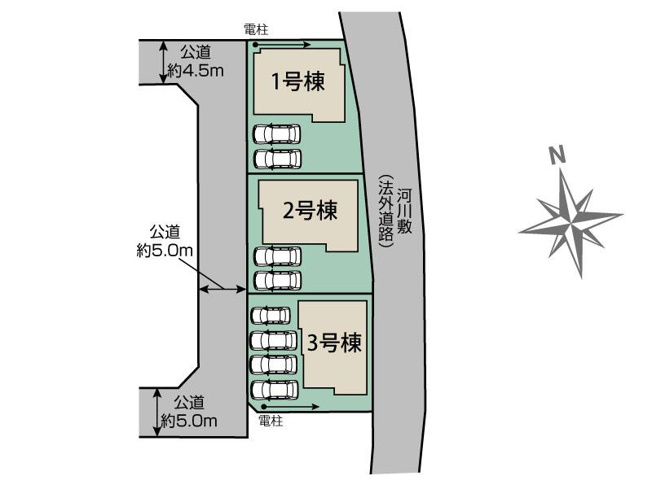 【区画図】 | 平塚市入野　全３棟　新築住宅