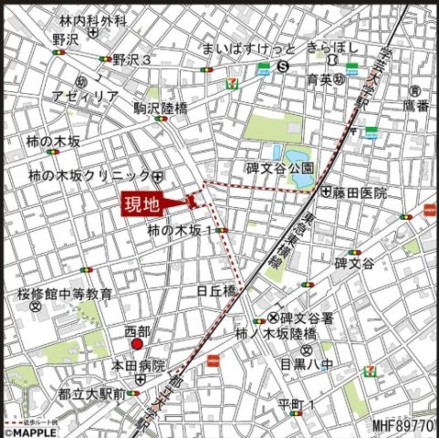 ★仲介手数料無料★ディアナコート柿の木坂の地図
