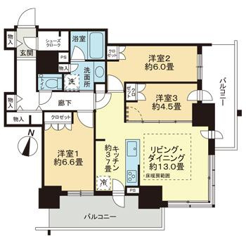 ザ・札幌タワーズ　イーストタワーの間取り
