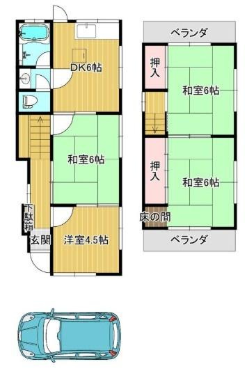 枚方市 東船橋 ２丁目　中古 テラスの間取り