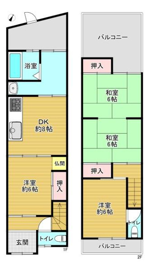 【間取り】 | 守口市南寺方北通1丁目　中古テラスハウス