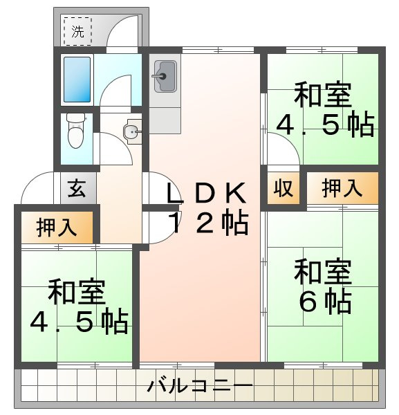 狩口台住宅22号棟の間取り