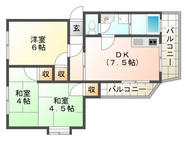 りばあさいど多聞の間取り