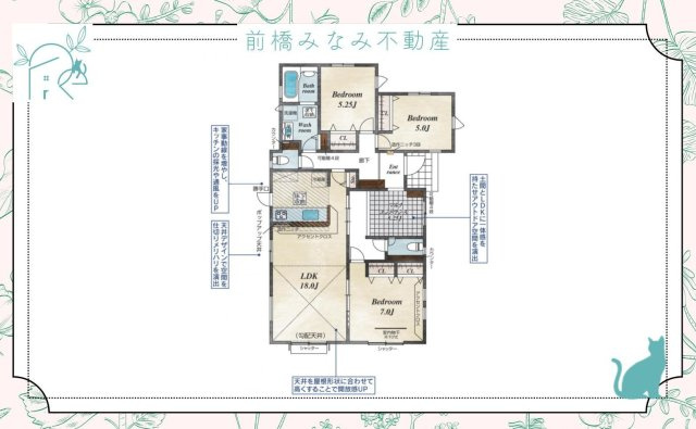 【新築平屋】前橋市総社町植野　４号棟(全４棟)　ブルーミングガーデン　新築建売分譲の間取り