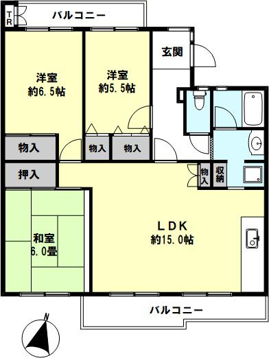 研究学園（5）団地526号棟の間取り