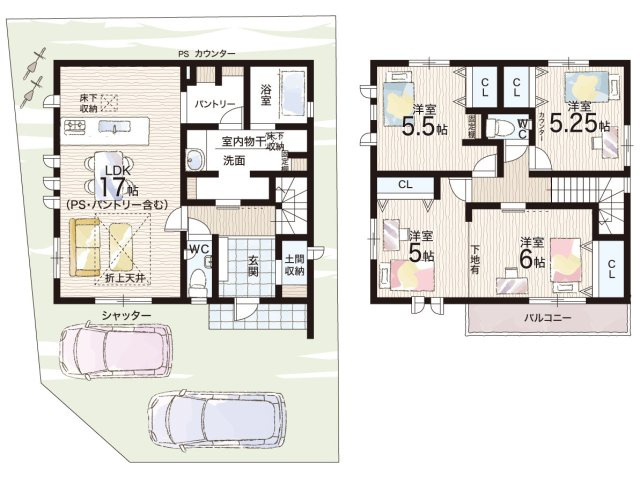 大津市秋葉台　新築一戸建ての間取り