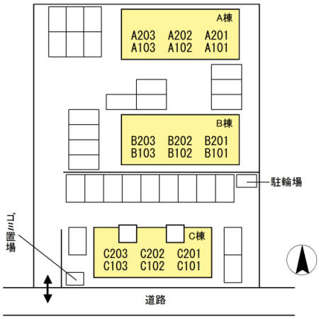 クレールシャトー吉田　B棟の区画図